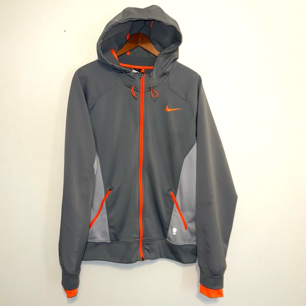 Nike Elite Therma-FIT Full Zip Hoodie Gray & Orange Mens Size Medium